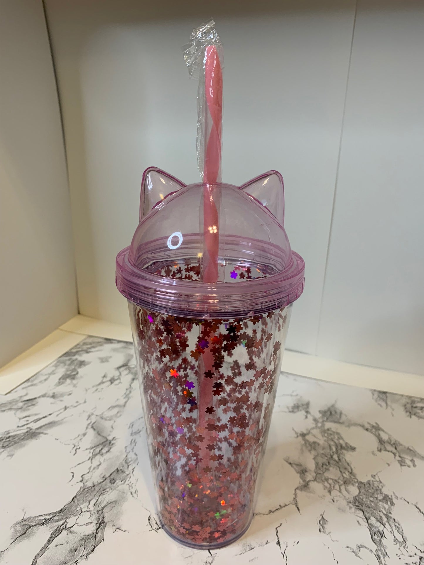 Cat Ear Glitter Cup - 16 oz